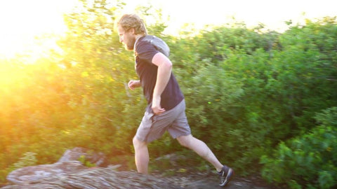 Runner on a sunlit trail
